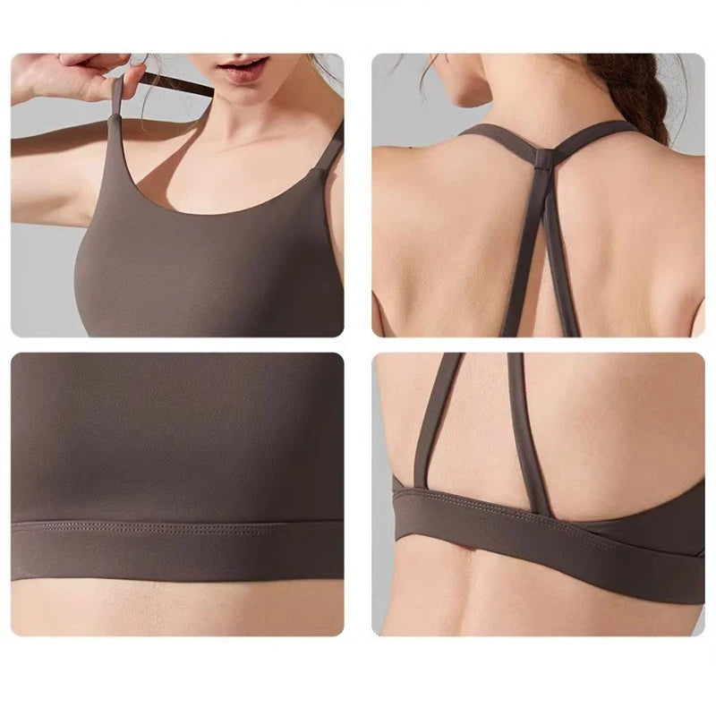 Women's Sexy Fitness Sports Bra Beautiful Back Gathering Naked Feel Comfortable Supportive Exercise Bra in Black/Mint/White