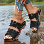 Vinatge Hollow Out Platform Sandals Women Lightweight Plus Size Wedges Sandles Woman Comfortable Thick Sole Casual Sandalias 43