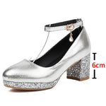 Plus Size 33-47 Metallic Gold High Heels Party Pumps Red Platform Heels Glitter Sequined 9cm Height Silver Wedding Shoes Women
