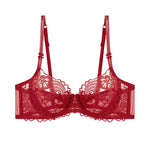 Sophisticated French Lace Bra, Unlined Minimizer Bra for Large Bust, Ultra Thin Breathable & Supportive Sexy Lingerie Set MOYISU