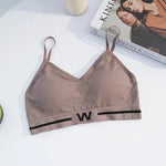 Letter Printed Elastic Underband Bralette Women Removable Breathable Pads Thin Straps Tank Bra One Size Daily Intimates