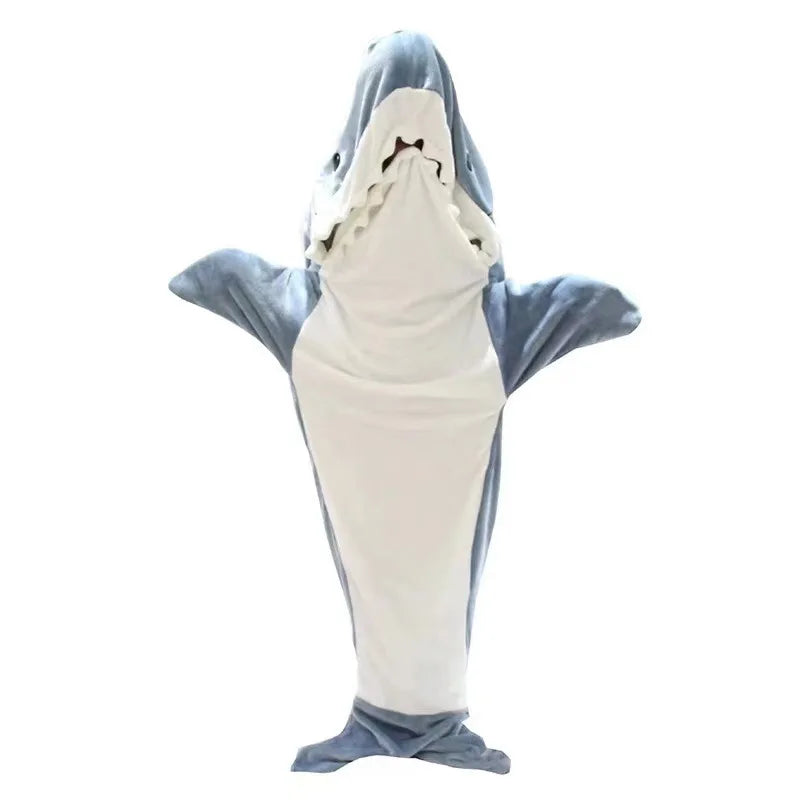 Cartoon Shark Blanket Cover Sleeping Bag Pajamas Office Nap Fabric Mermaid Winter Shawl for Children Adult Homewear Couple Pink
