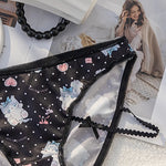 Girls Panties Thin Sexy Japanese Cute Cat Women Briefs Ice Silk Lady Thong Underwear Female Low Waist G String Lingerie