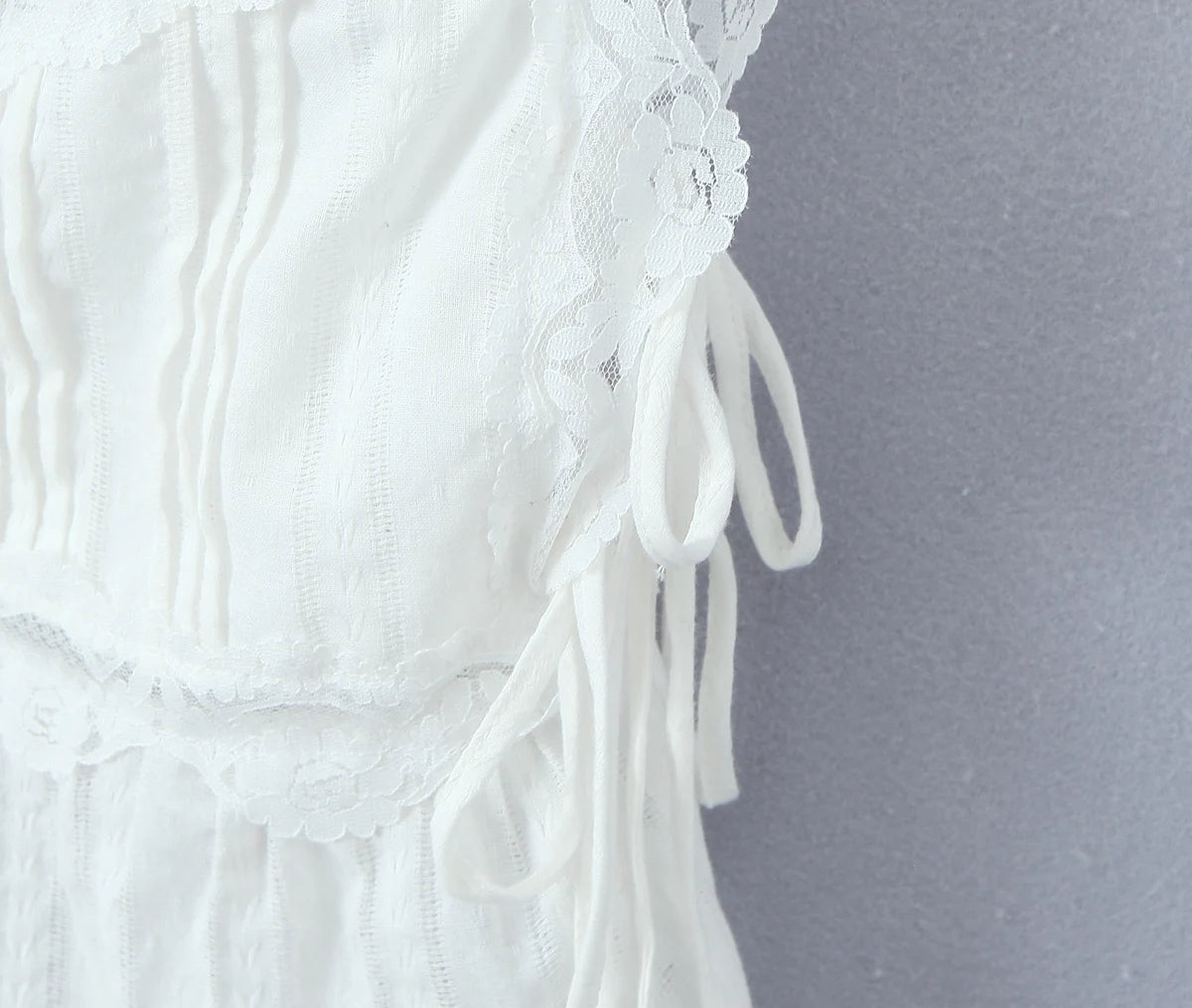 Foridol White Lace Tops for Women Summer Casual Side Tie Up Cotton Camis Top Buttons Casual Beach Vacation New Tops