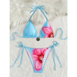 Floral Flower Printed Halter Bikini Women Swimwear Female Swimsuit Two-pieces Bikini set Strappy Bather Bathing Suit Swim K7312