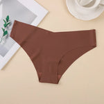 1Pack Women Low-Rise V-Front Ice Silk Seamless Briefs Panties Invisible No Lines Underwear Summer Soft Sexy Lingerie XS-XL