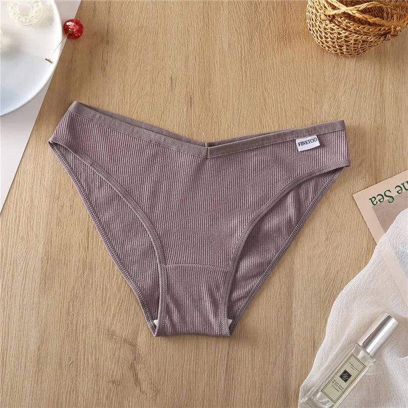 5Pcs Women Cotton Panties V-Belt Ladies Soft Female Sexy M-4XL Low-Rise Panties Bikini Underwear Comfortable Lingerie 2024
