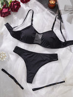 Ladies Smooth Comfortable Thin Underwear Women Sexy Nightwear Inner Solid Color Sleep Underwear Bra Set