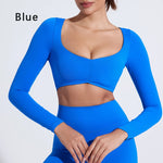 DIAS FIT JOY Nylon Gym Top Yoga Long Sleeved T-Shirt Tight Pleated Sports Top Women's Waist Tight Yoga Top