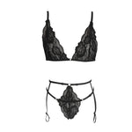 Women's Sexy Lingerie Set Lace Porn Costumes 3 Piece Push Up Bra G-String Garter Exotic Sets Lenceria Erotic Underwear For Sex