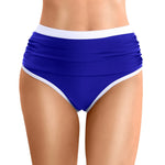 Womens Contrast Trim High Waisted Swim Bottoms Ruched Tummy Control Bathing Suit Modest Swim Shorts For Beach Surfing Swimming