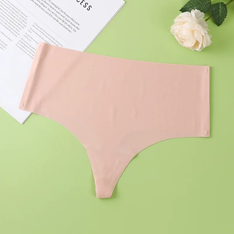 1Pc Women G-string Panties Seamless Thongs Female High Waist Underpants Summer Soft Panties Sexy Lingerie Comfy Thin Underwear