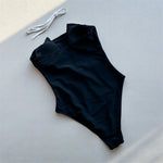 Sexy Black White Patchwork Swimwear One Piece Swimsuit Woman 2026 Strapless Bodysuit High Cut Swimming Wear Bathing Suit Bather