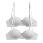 2Pcs/Set Demi Cup Bras For Women Convertible Strapless Bra Low Cut Underwear Comfort Padded Brassiere Sexy Lingerie S-XL