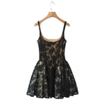 Women's Fashion Casual Sleeveless Lace Trimmed Dress Backless Deep V Suspenders Sleeveless Dress For Woman Charming Elegant D884