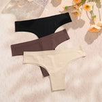 3PCS Seamless Maillard Panties Ultra-thin Brazilian panties Women Ice Silk Underwear Sexy Panty Low Waist G-string Female Solid