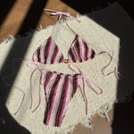 DEKA Vintage Striped Bikini Set ThongBathing Suit Beachwear Women Swimsuit Halter Swimwear Padded Bra ottoms Female Bikin