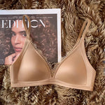 Glossy Satin Seamless Underwear Everyday BraWomen's Deep V-neck Thin Shoulder Strap Thin Bra for Women Bralette