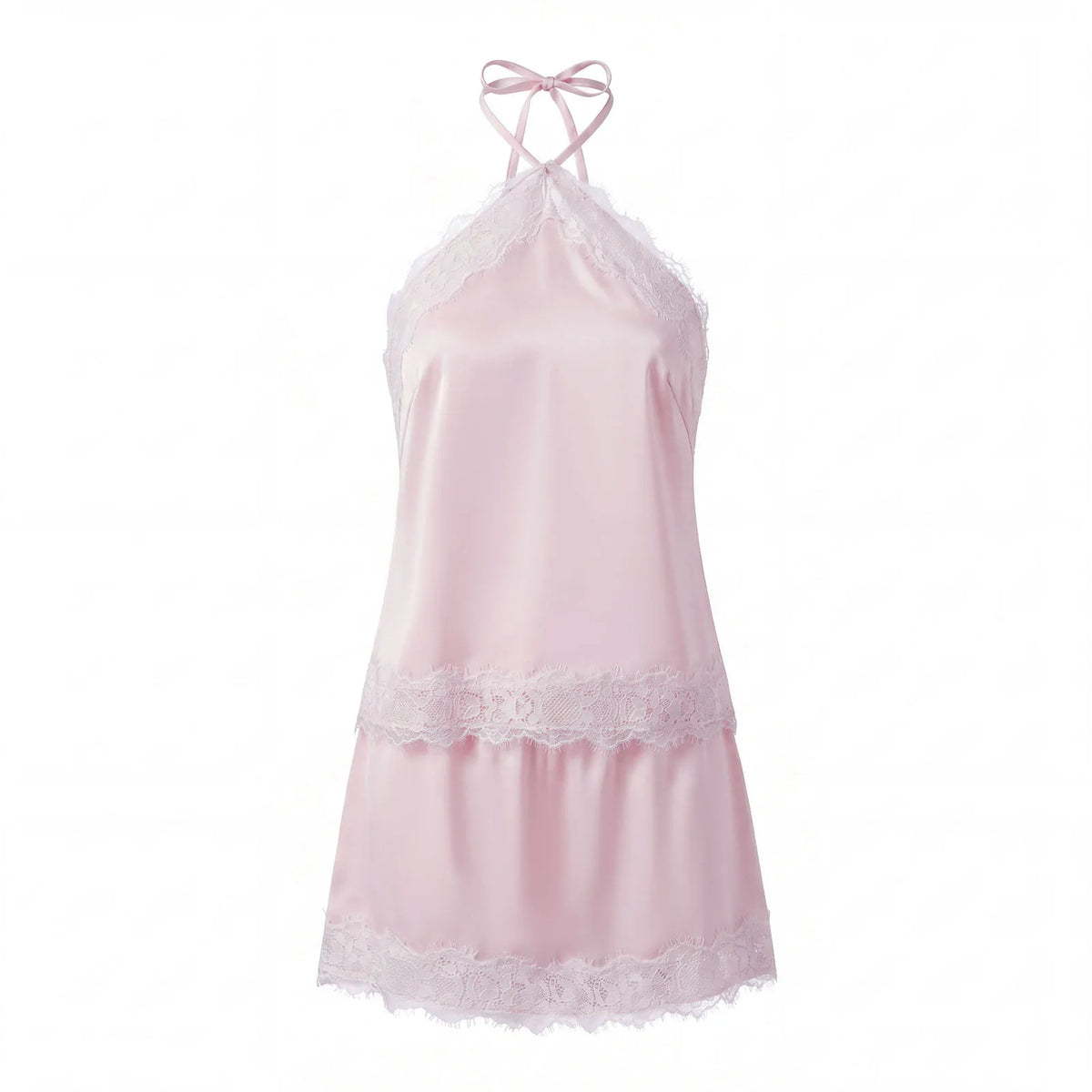 Women's Summer Satin Skirt Outfits Lace Trim Sleeveless Halter Camisole Tops with Mini Skirt 2 Piece Sets Retro Daily Date Wear
