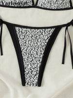 S - XL Shiny Sparkling Halter Bikini Women Swimwear Female Swimsuit Two-Pieces Bikini Set Strappy Bather Bathing Suit Swim V7523