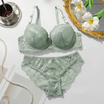 Two Pieces Transparent Floral Bras Panties Set Clothing Sexy Underwire Push Up Lingeries For Women lace bra A2123