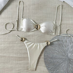 Metal Buckle Satin Bikini Women Micro Thong Swimwear Female Swimsuit Two-pieces Bikini Set High Cut Bather Bathing Suit Swim
