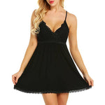 2026 New Sexy Lace Nightgown Womens V Neck Spaghetti Strap Chemise Lingerie Babydoll Sleepwear Mini Dress Nightie Plus Size Hot