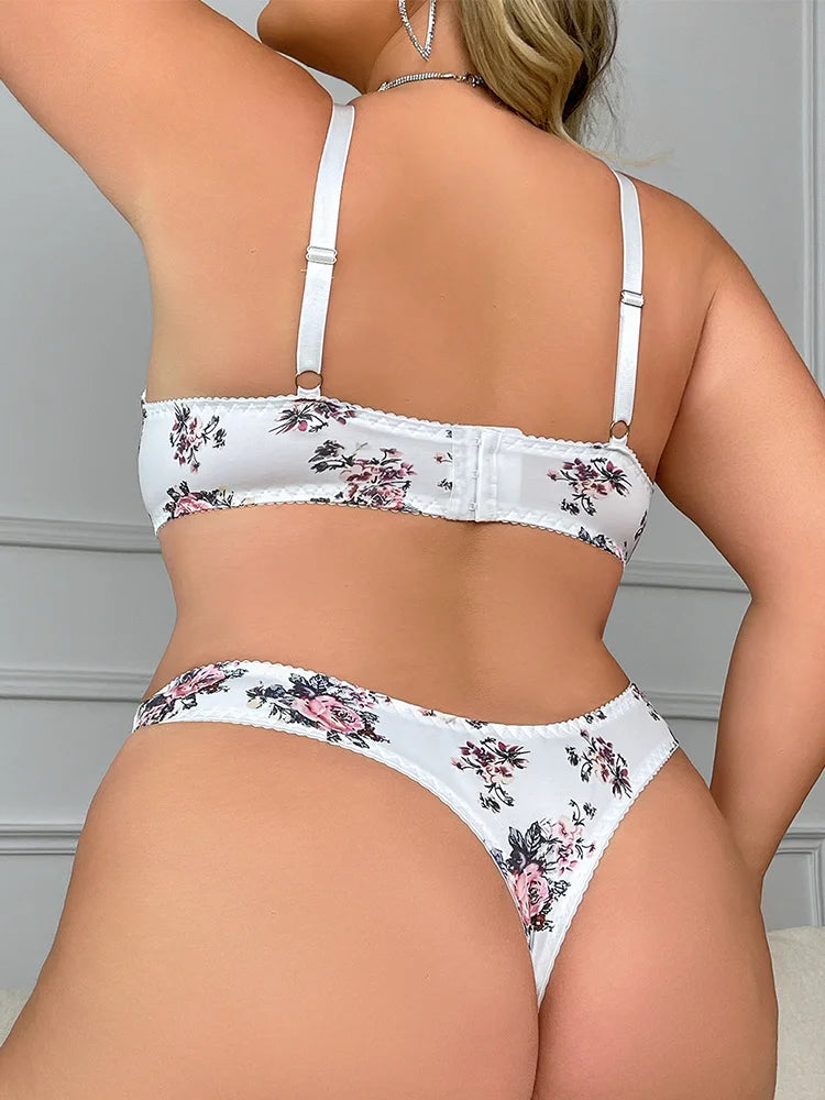 Plus size wireless bra Summer thin adjustable anti-sagging underwear set comfortable and sexy ultra-thin 4XL