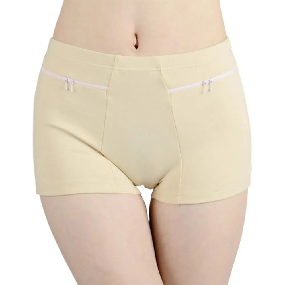 Women Safety Pants High Elasticity with Anti-theft Zippered Pocket Seamless Anti-exposure Mini Skirt Inner Shorts Underpants