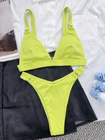 DEKA Women Solid Bikini Set Triangle Brazilian Neon Pink Swimwear Bandage Backless Two Pieces Swimsuit Beachwear Biquini