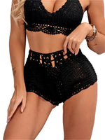 Women´s Beach Shorts Knit Crochet Cutout Bathing Suit Bottoms Drawstring Beach Board Shorts Summer Hot Shorts Streetwear