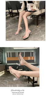 Summer Women Pumps Sandals PVC Jelly Slippers Open Toe High Heels Women Transparent Perspex Slippers Shoes Heel Clear Sandals