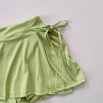 Women's sports yoga short skirt, badminton tennis skirt pants with inner pockets and side slit straps
