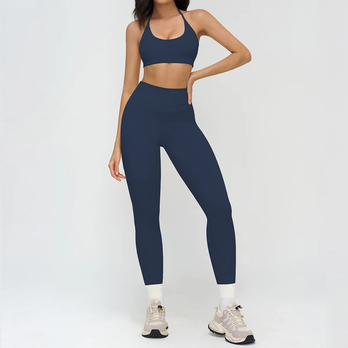 2 Pieces Sportswear Women Yoga Set Gym Clothes Fitness Set Outfit Outdoor Long-Sleeved Shirt Tracksuits Sports Bra Gym Leggings