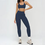 2 Pieces Sportswear Women Yoga Set Gym Clothes Fitness Set Outfit Outdoor Long-Sleeved Shirt Tracksuits Sports Bra Gym Leggings