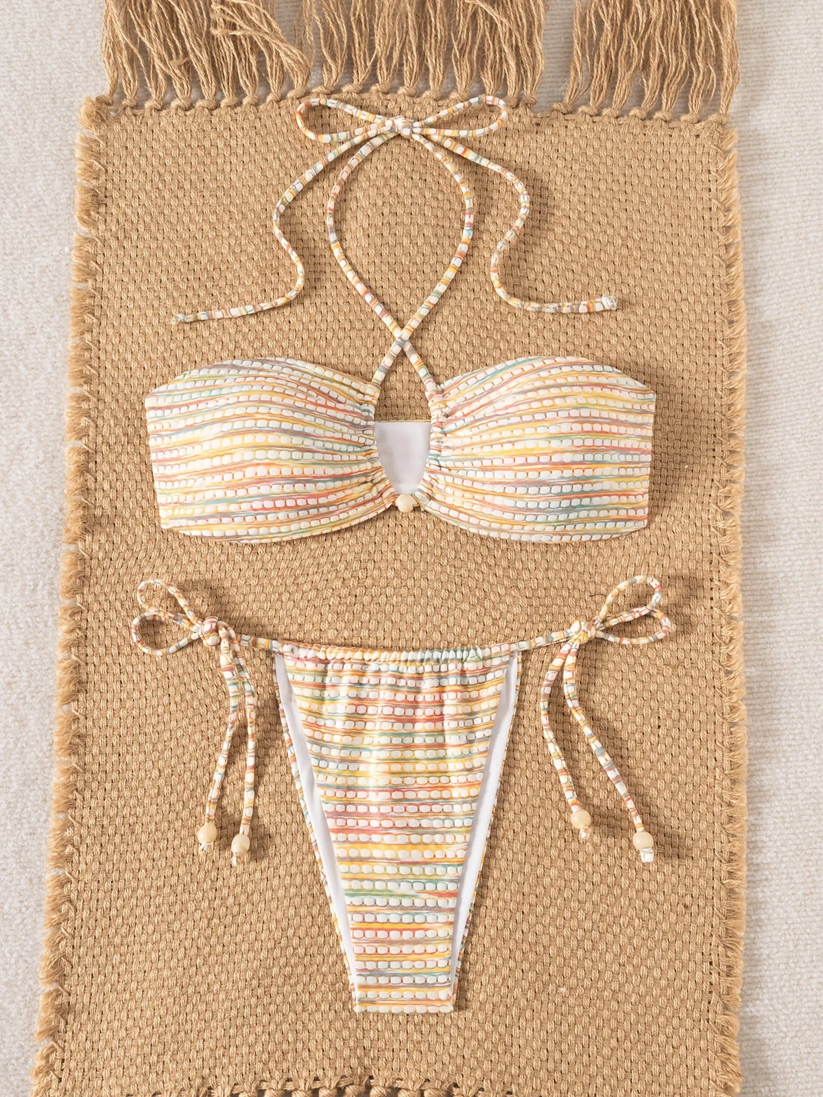 ZTVitality Sexy Tie Dye Bikini Set 2026 New Arrival Padded Bra Halter Bandage Seimsuit Women's Swimwear Summer Tow-Piece Biquini