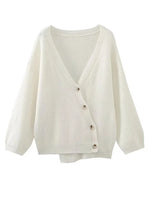 Foridol V-neck Oversize Beige Autumn Winter Women Knitted Long Sleeves Cozy Femme Casual Cardigans Sueter Mujer Loose Sweater