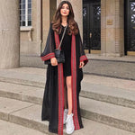 White Chiffon Long Maxi Kimono Cardigan Women Beach Cover Up Embroidery Edge with Belt Tunica Kaftans Femininos Beachwear 2026