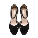 Flock Sandals Women Summer Platform Pumps Black Party Dress Evening Shoes Female High Heels Sandals Peep Toe Platform Heels