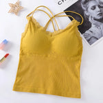 Summer Tank Top Women Crop Tops Sexy Lingerie Beauty Back Seamless Underwear Lace Bralette Camis Female Padded Camisole Femme