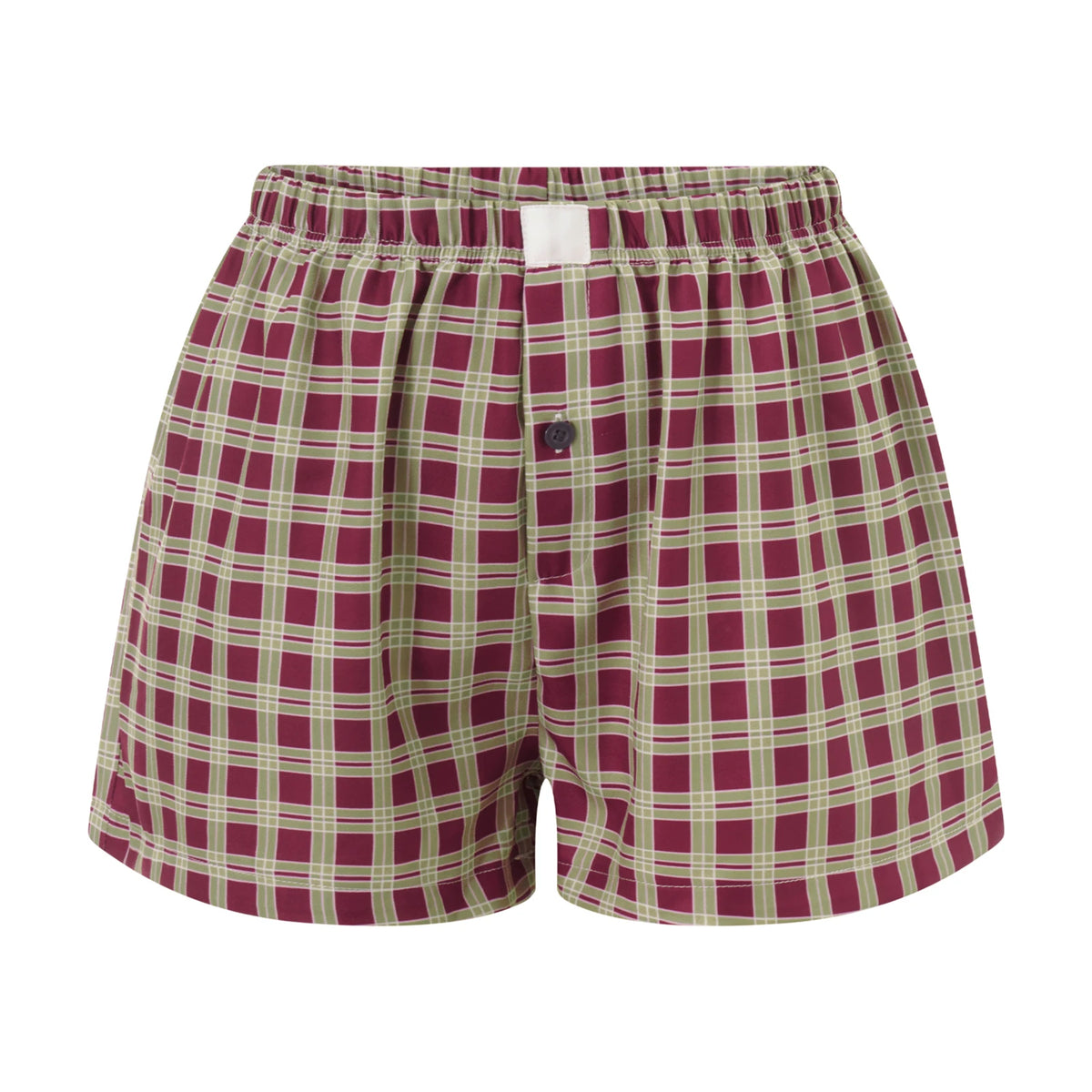 Women’s Plaid Print Shorts Elastic Low Waist Button Front Lounge Shorts Boxers Streetwear