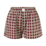Women’s Plaid Print Shorts Elastic Low Waist Button Front Lounge Shorts Boxers Streetwear