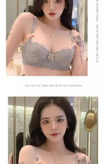 MOYISU French Romance Breathable and Comfortable Breathable Sexy Lace Not Empty Cup Bra Set Pure Desire Girl Super Beautiful