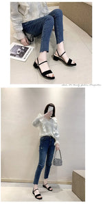 Women Sandals Chunky Heels Slides Summer 2026 Elegant Shoes Women Slipper Big Size 34-42 Fashion Summer Sandal Women