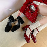 Luxury Design Fashion Single Shoes 2026 High Quality Red Women Elegant French Pumps 8cm High Heels Sandals Summer T-strap Ankle