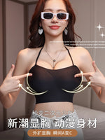 MOYISU 3D Push Up Bra for Small Bust, Halter Off Shoulder Open Back Bralette, Ultra Thin Straps Summer Bestseller, Sexy & Gather