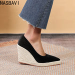 Spring Summer Shoes Women High Heels Fashion Ladies Wedges Party Shoes Retro Straw Shoes Women Pumps Wedge Heel 8.5cm