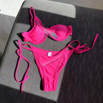 Sexy One Shoulder Underwired V-Bar Bikini Female Swimsuit Women Swimwear Two-pieces Bikini Set Bather Bathing Suit Swim V4229