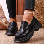 British Style Platform Loafers Women 2026 Autumn Slip On Thick Bottom Pu Leather Pumps Woman Plus Size 43 Office Student Shoes