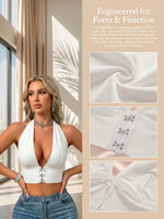 White Halter Corset Top Full cup women's bra without steel rims and front buttons women for Party Date Summer Wear MR2824